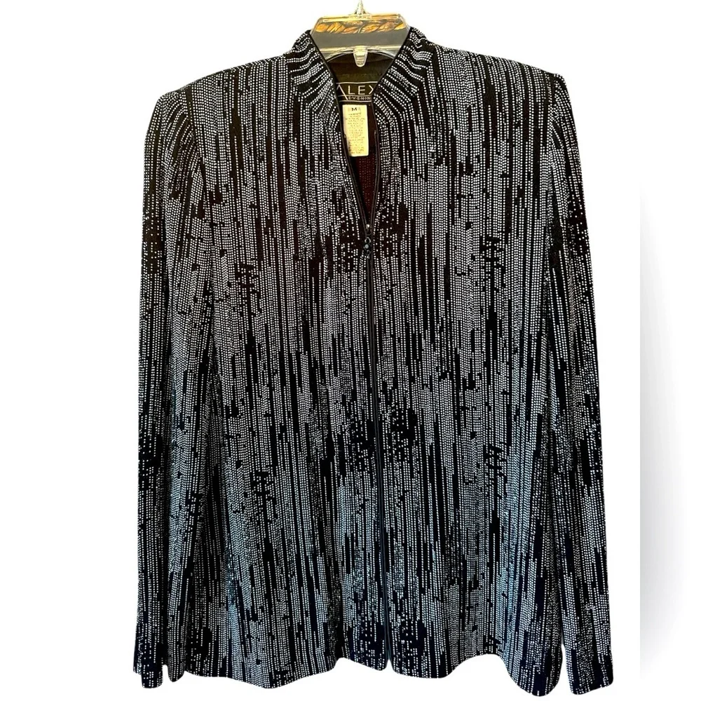 Alex Evenings - Light Weight Black With Silver Sparkle's Formal Zip up